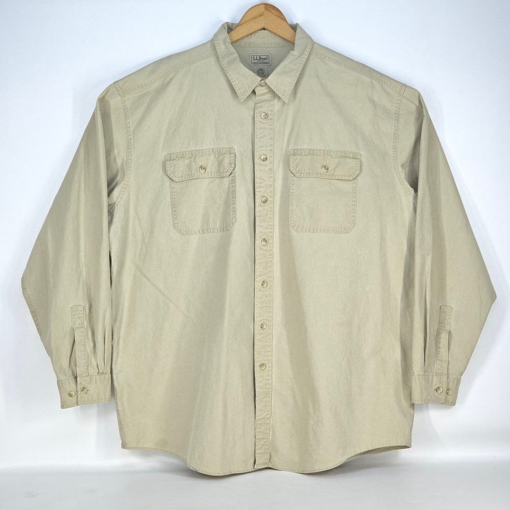LL Bean Sunwashed Canvas Shirt Mens XXL Tall Outdoors 0FCW8 Chore‎ Barn Workwear - Picture 2 of 16